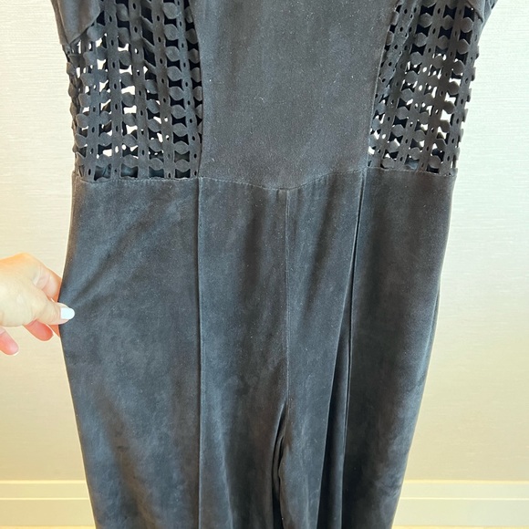 NEW with defect Fancy James Black Women Leather Suede Sleeveless Jumpsuit Size M - Picture 3 of 16